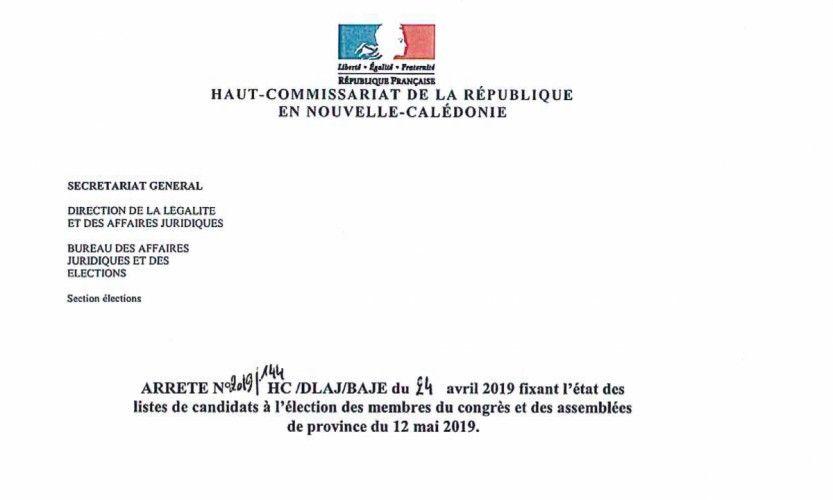 Provinciales. L'arrêté officiel